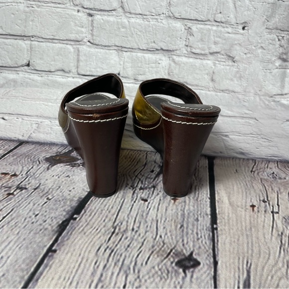 Coach Chelsea Gold Patchwork Wedge Shoes Size 6 - Picture 5 of 9